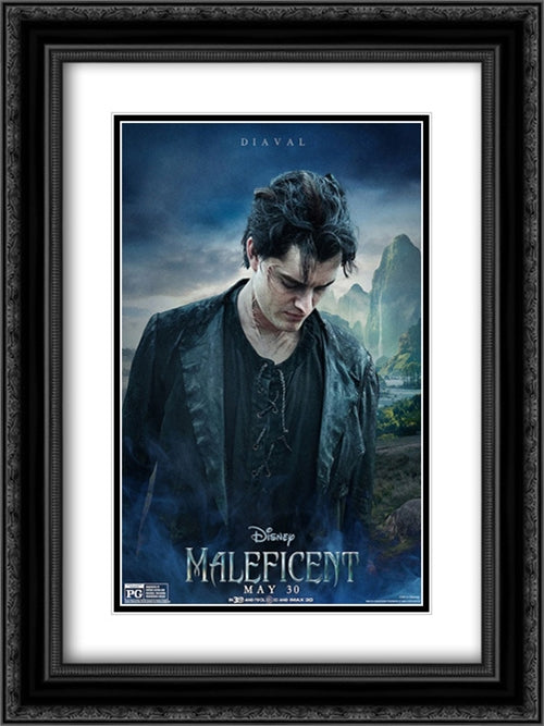 Maleficent 18x24 Black Ornate Wood Framed Movie Poster with Double Matting