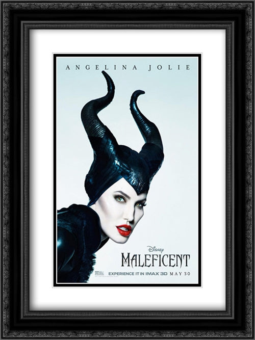 Maleficent 18x24 Black Ornate Wood Framed Movie Poster with Double Matting
