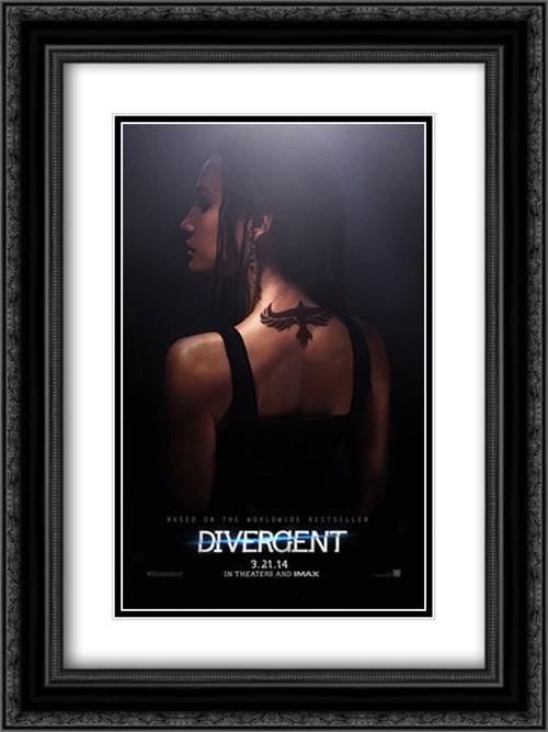 Divergent 18x24 Black Ornate Wood Framed Movie Poster with Double Matting