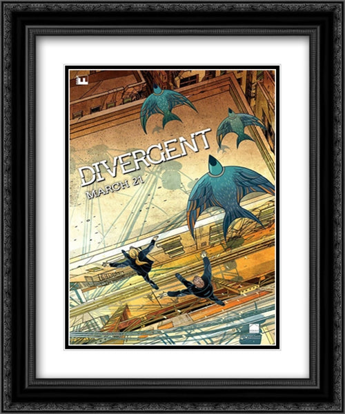 Divergent 20x24 Black Ornate Wood Framed Movie Poster with Double Matting