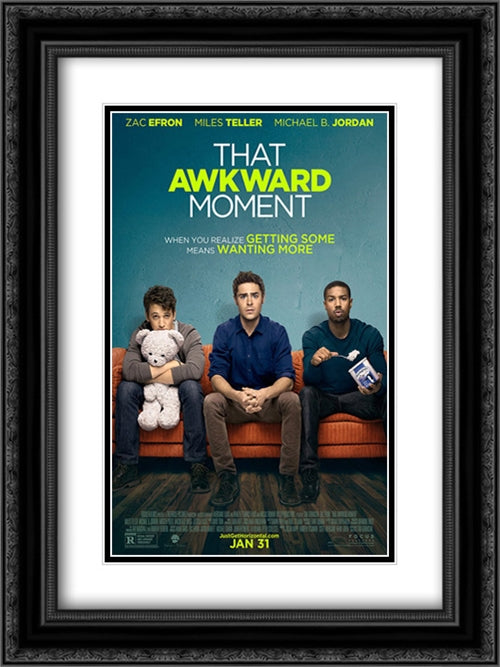 That Awkward Moment 18x24 Black Ornate Wood Framed Movie Poster with Double Matting