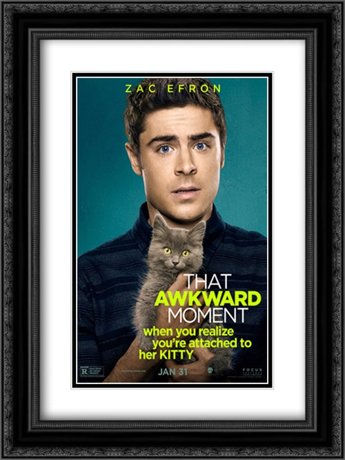 That Awkward Moment 18x24 Black Ornate Wood Framed Movie Poster with Double Matting