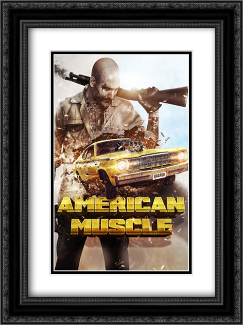 American Muscle 18x24 Black Ornate Wood Framed Movie Poster with Double Matting
