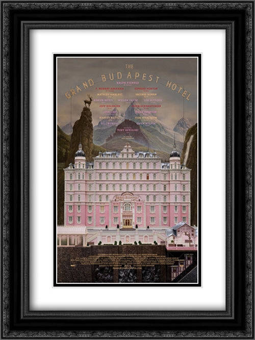 The Grand Budapest Hotel 18x24 Black Ornate Wood Framed Movie Poster with Double Matting