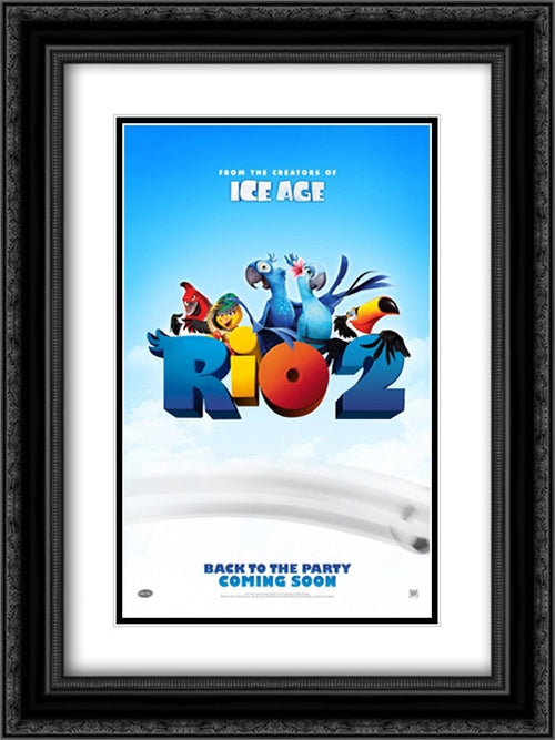 Rio 2 18x24 Black Ornate Wood Framed Movie Poster with Double Matting
