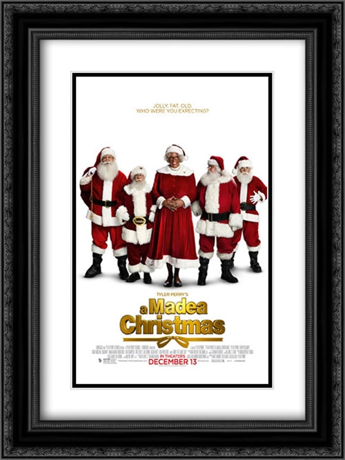 Tyler Perry's A Madea Christmas 18x24 Black Ornate Wood Framed Movie Poster with Double Matting