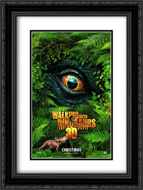 Walking With Dinosaurs 18x24 Black Ornate Wood Framed Movie Poster with Double Matting