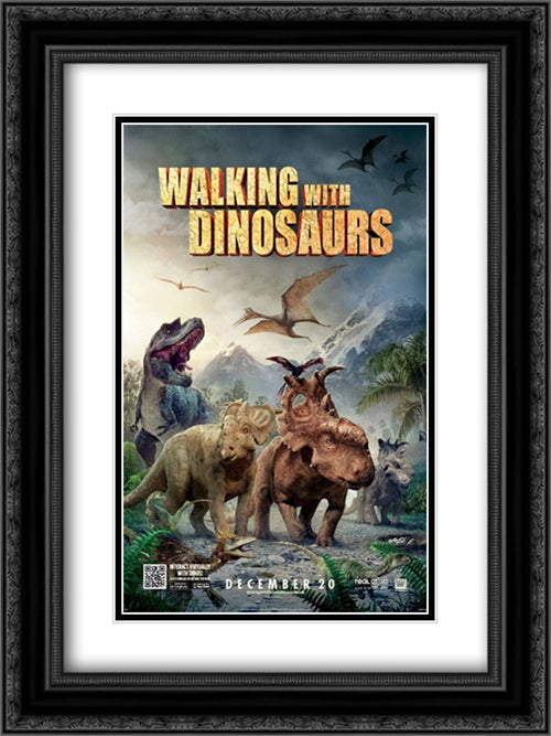 Walking With Dinosaurs 18x24 Black Ornate Wood Framed Movie Poster with Double Matting