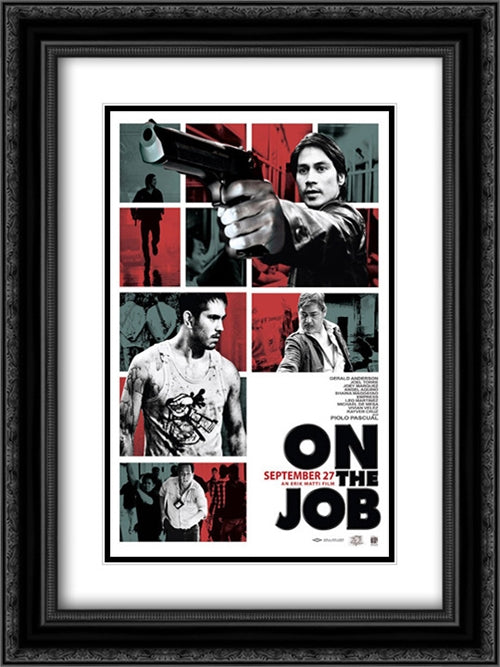 On The Job 18x24 Black Ornate Wood Framed Movie Poster with Double Matting