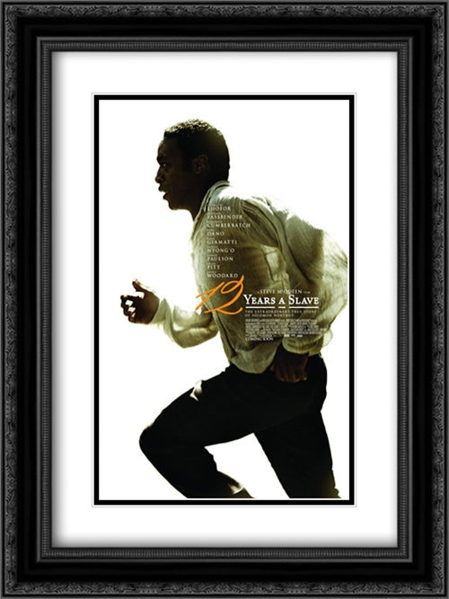 12 Years A Slave 18x24 Black Ornate Wood Framed Movie Poster with Double Matting