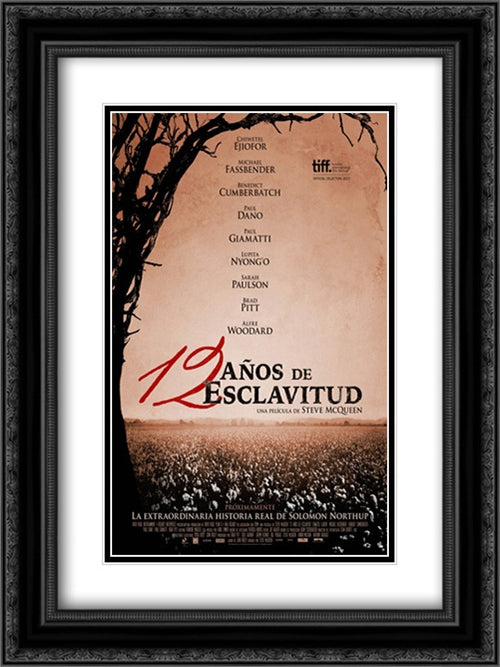 12 Years A Slave 18x24 Black Ornate Wood Framed Movie Poster with Double Matting