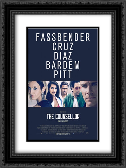 The Counselor 18x24 Black Ornate Wood Framed Movie Poster with Double Matting