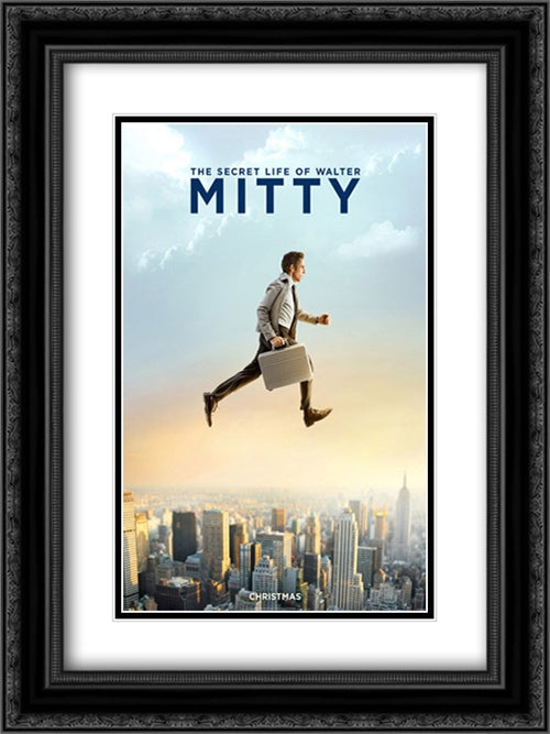 The Secret Life of Walter Mitty 18x24 Black Ornate Wood Framed Movie Poster with Double Matting