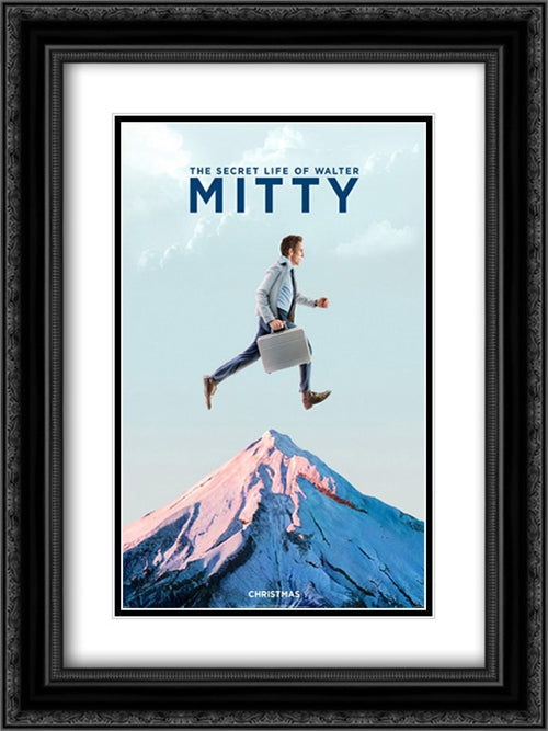 The Secret Life of Walter Mitty 18x24 Black Ornate Wood Framed Movie Poster with Double Matting
