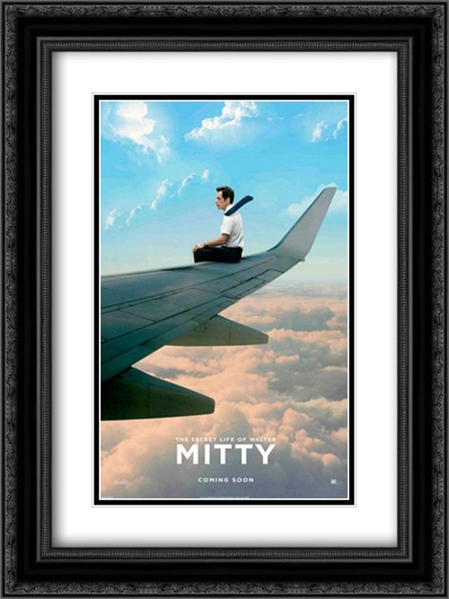 The Secret Life of Walter Mitty 18x24 Black Ornate Wood Framed Movie Poster with Double Matting