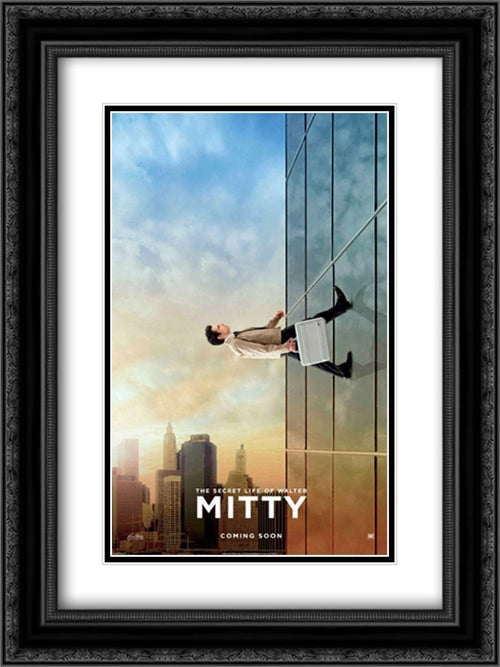 The Secret Life of Walter Mitty 18x24 Black Ornate Wood Framed Movie Poster with Double Matting