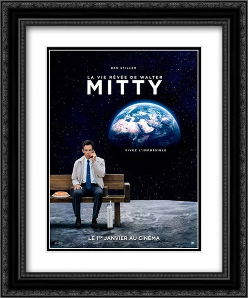 The Secret Life of Walter Mitty 20x24 Black Ornate Wood Framed Movie Poster with Double Matting