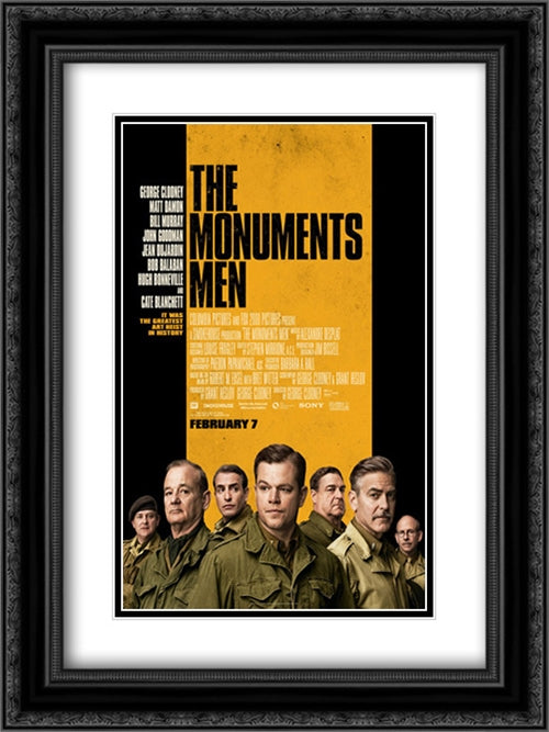 The Monuments Men 18x24 Black Ornate Wood Framed Movie Poster with Double Matting