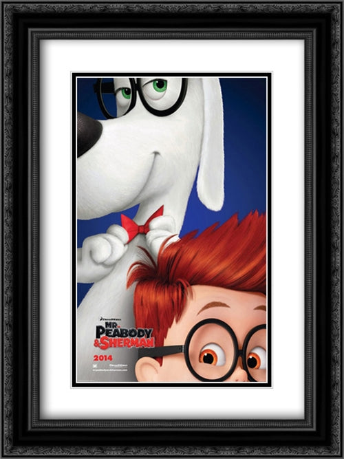 Mr. Peabody and Sherman 18x24 Black Ornate Wood Framed Movie Poster with Double Matting