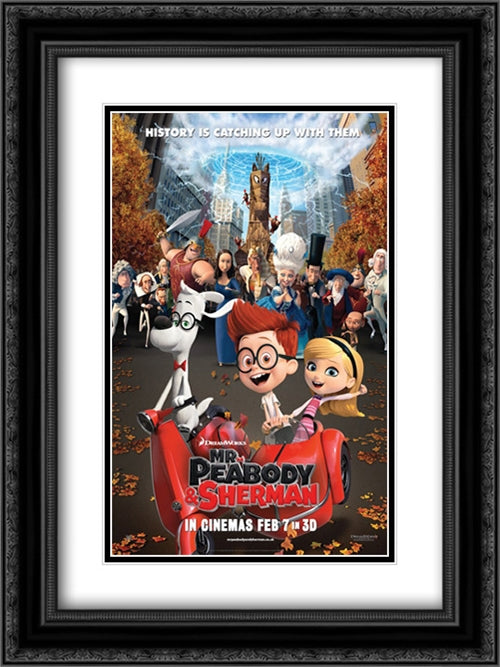 Mr. Peabody and Sherman 18x24 Black Ornate Wood Framed Movie Poster with Double Matting
