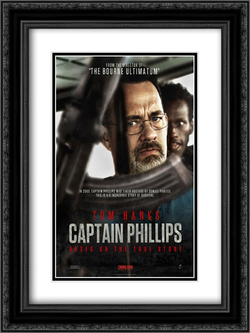 Captain Phillips 18x24 Black Ornate Wood Framed Movie Poster with Double Matting