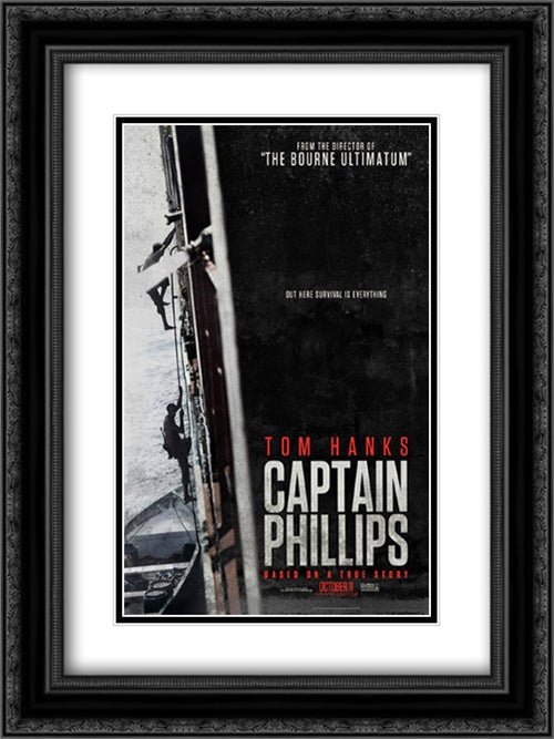 Captain Phillips 18x24 Black Ornate Wood Framed Movie Poster with Double Matting