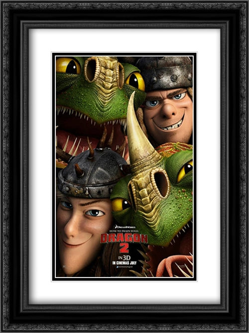 How To Train Your Dragon 2 18x24 Black Ornate Wood Framed Movie Poster with Double Matting