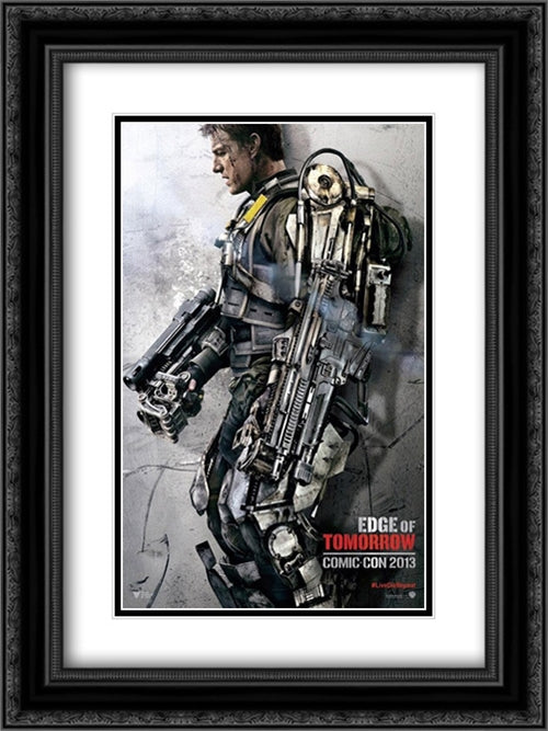 Edge of Tomorrow 18x24 Black Ornate Wood Framed Movie Poster with Double Matting