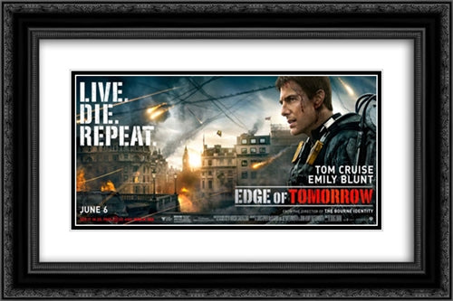 Edge of Tomorrow 24x16 Black Ornate Wood Framed Movie Poster with Double Matting
