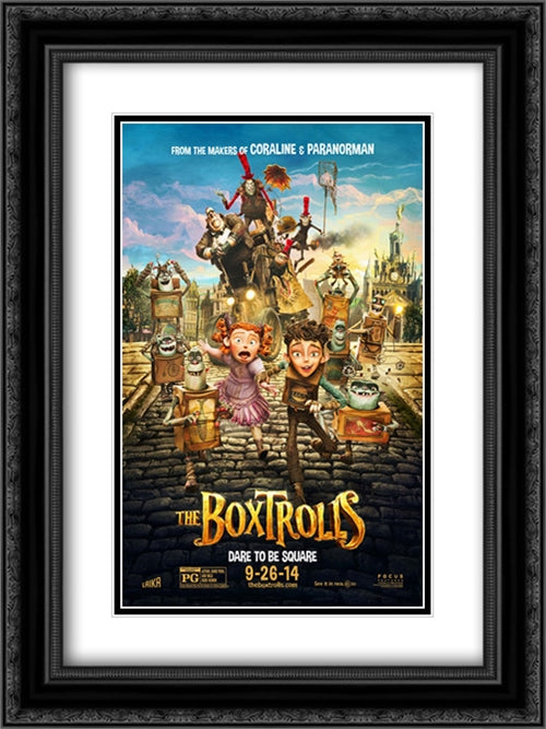 The Boxtrolls 18x24 Black Ornate Wood Framed Movie Poster with Double Matting
