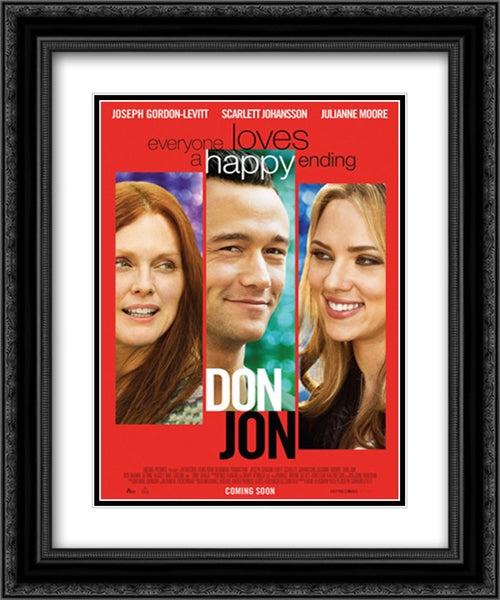 Don Jon 20x24 Black Ornate Wood Framed Movie Poster with Double Matting