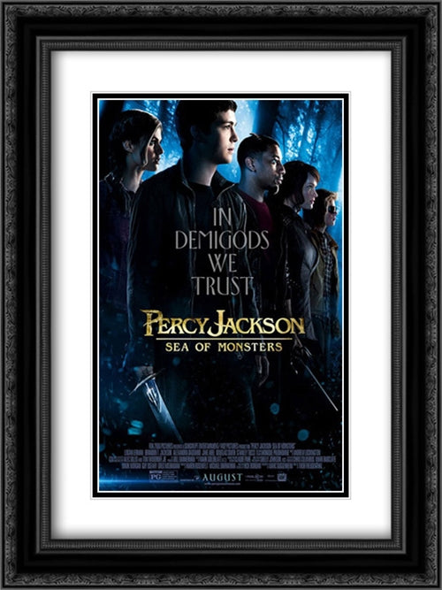 Percy Jackson: Sea of Monsters 18x24 Black Ornate Wood Framed Movie Poster with Double Matting