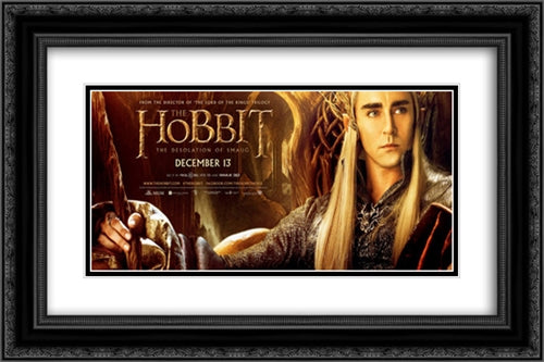 The Hobbit: The Desolation of Smaug 24x16 Black Ornate Wood Framed Movie Poster with Double Matting