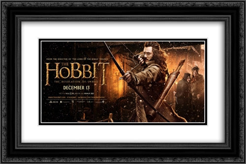 The Hobbit: The Desolation of Smaug 24x16 Black Ornate Wood Framed Movie Poster with Double Matting