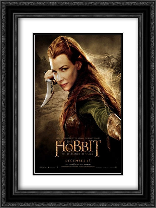 The Hobbit: The Desolation of Smaug 18x24 Black Ornate Wood Framed Movie Poster with Double Matting