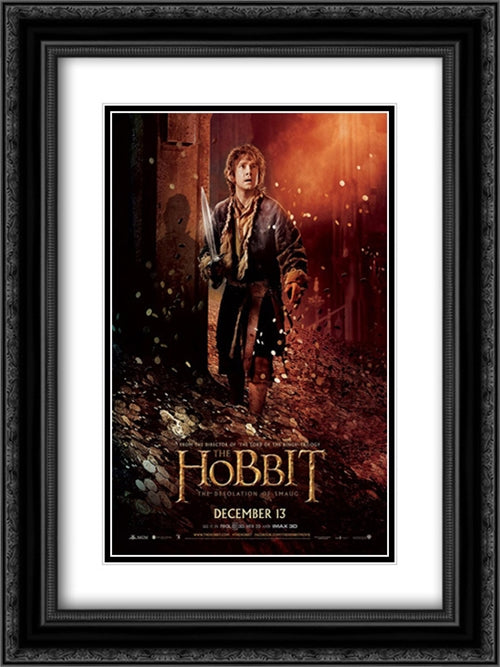 The Hobbit: The Desolation of Smaug 18x24 Black Ornate Wood Framed Movie Poster with Double Matting