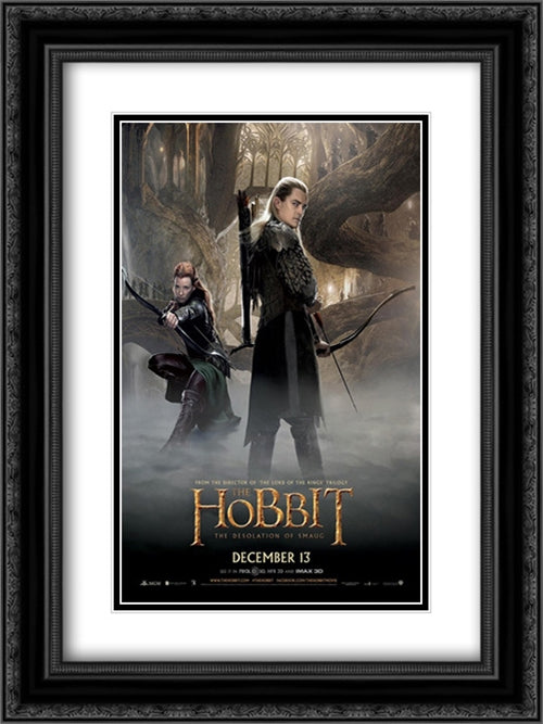 The Hobbit: The Desolation of Smaug 18x24 Black Ornate Wood Framed Movie Poster with Double Matting