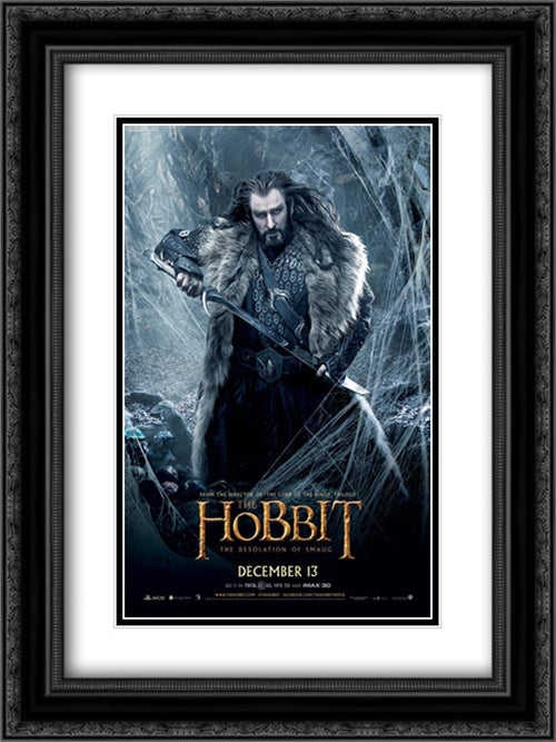 The Hobbit: The Desolation of Smaug 18x24 Black Ornate Wood Framed Movie Poster with Double Matting
