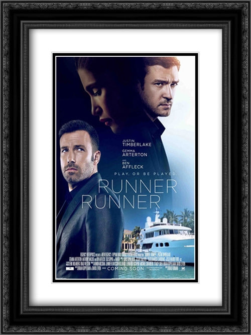 Runner Runner 18x24 Black Ornate Wood Framed Movie Poster with Double Matting