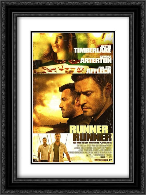 Runner Runner 18x24 Black Ornate Wood Framed Movie Poster with Double Matting