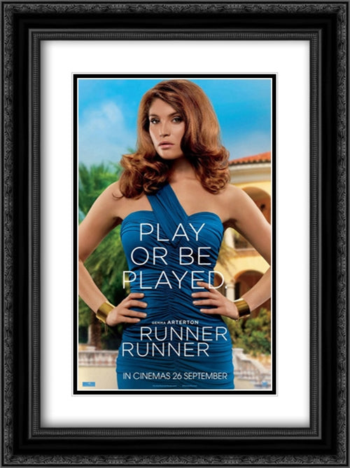 Runner Runner 18x24 Black Ornate Wood Framed Movie Poster with Double Matting