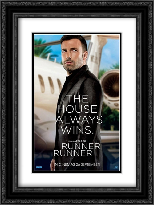 Runner Runner 18x24 Black Ornate Wood Framed Movie Poster with Double Matting