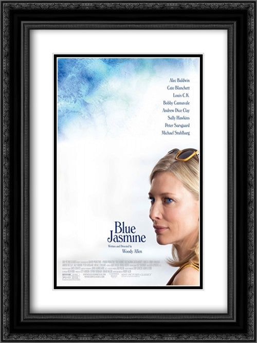 Blue Jasmine 18x24 Black Ornate Wood Framed Movie Poster with Double Matting