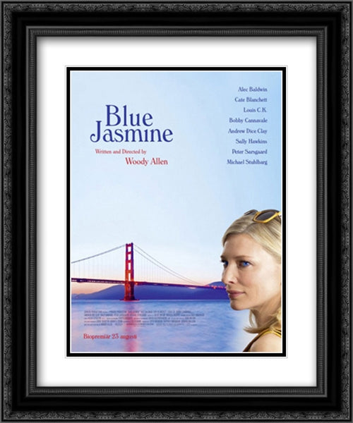 Blue Jasmine 20x24 Black Ornate Wood Framed Movie Poster with Double Matting