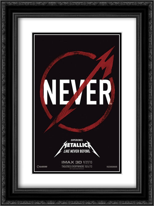 Metallica Through the Never 18x24 Black Ornate Wood Framed Movie Poster with Double Matting