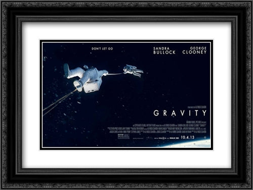 Gravity 24x18 Black Ornate Wood Framed Movie Poster with Double Matting