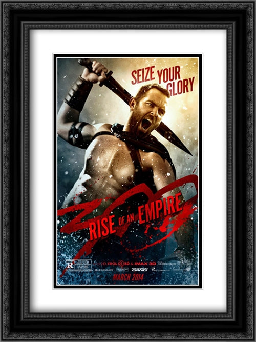 300: Rise of an Empire 18x24 Black Ornate Wood Framed Movie Poster with Double Matting