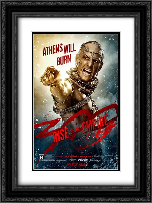 300: Rise of an Empire 18x24 Black Ornate Wood Framed Movie Poster with Double Matting