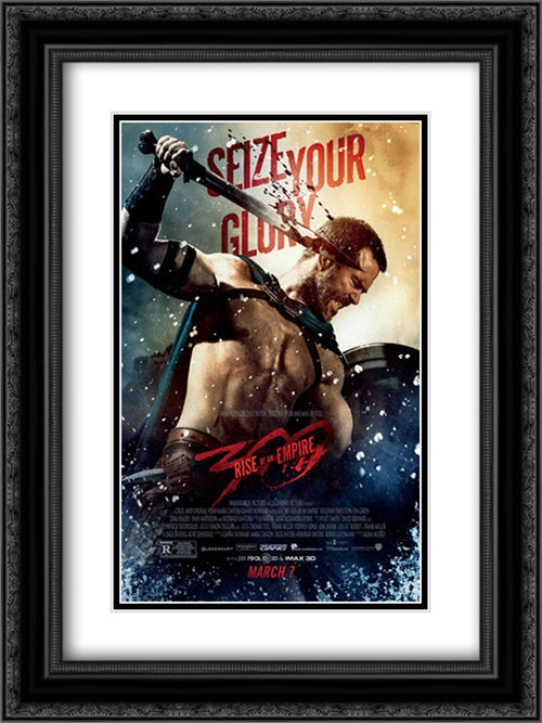 300: Rise of an Empire 18x24 Black Ornate Wood Framed Movie Poster with Double Matting