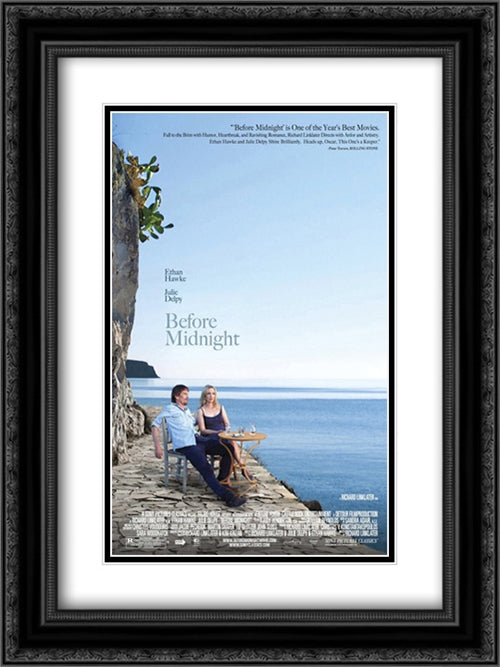Before Midnight 18x24 Black Ornate Wood Framed Movie Poster with Double Matting